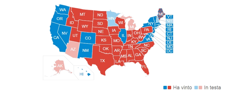 elezioni usa Donald Trump - mappa