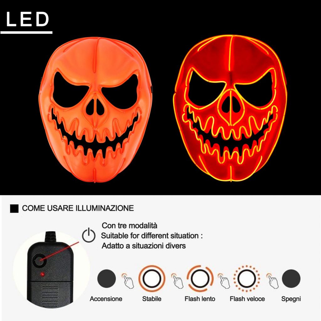 maschere di halloween led zucca